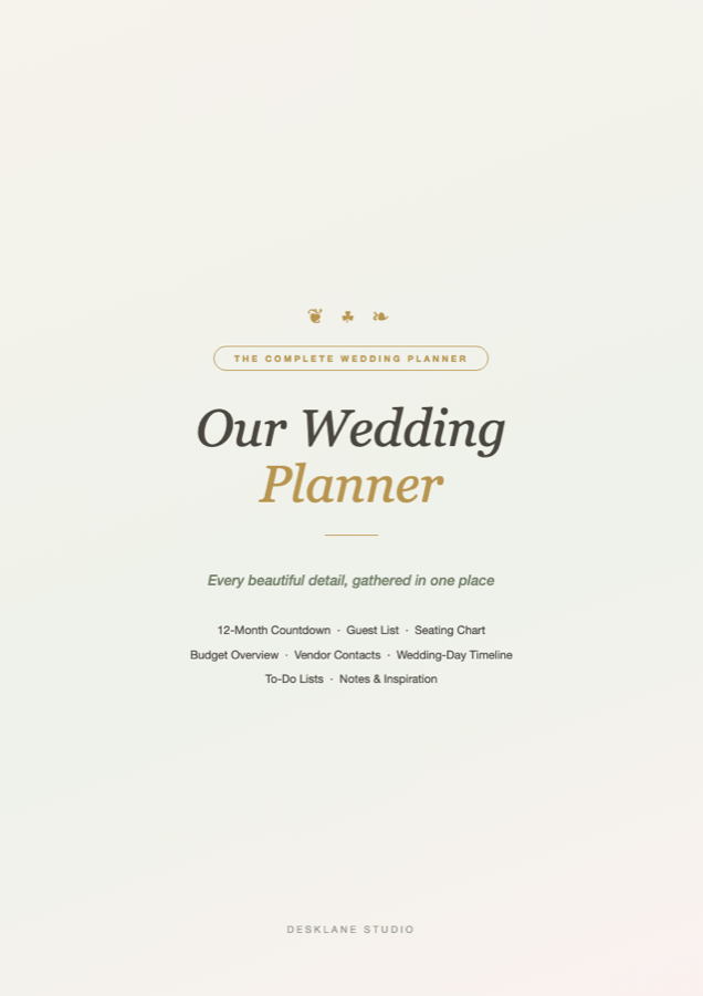 Preview of the wedding planner cover page